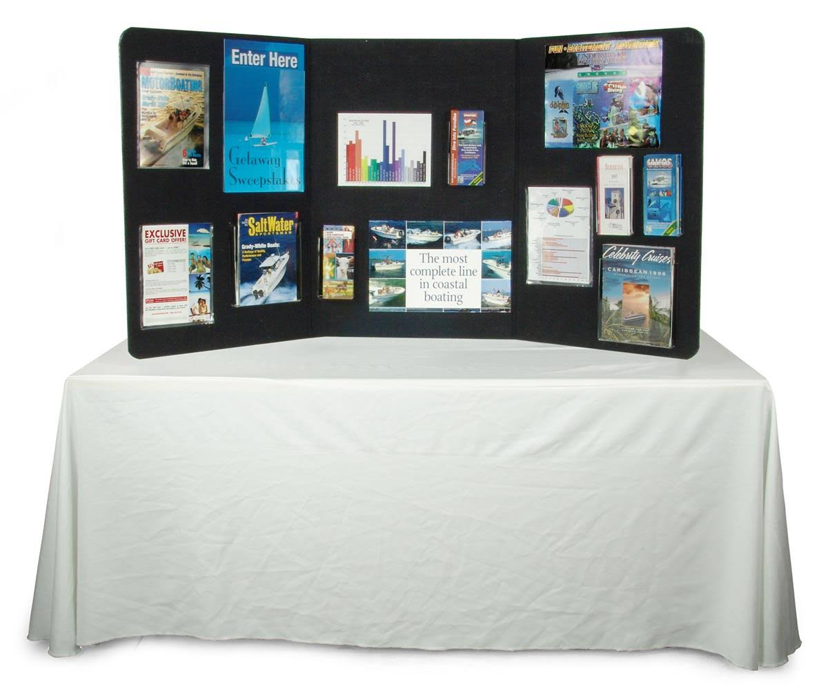 3-Panel Tabletop Display Presentation Board, 72 x 36, Black B7534