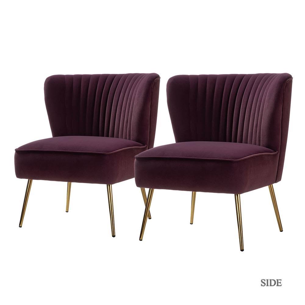 Purple Gold Legs Side Chair Set of 2 F5064