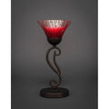 One Light Mini Table Lamp Bronze Finish with Raspberry Crystal Glass G403
