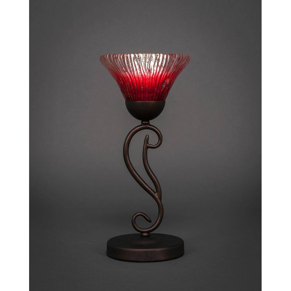 One Light Mini Table Lamp Bronze Finish with Raspberry Crystal Glass G403