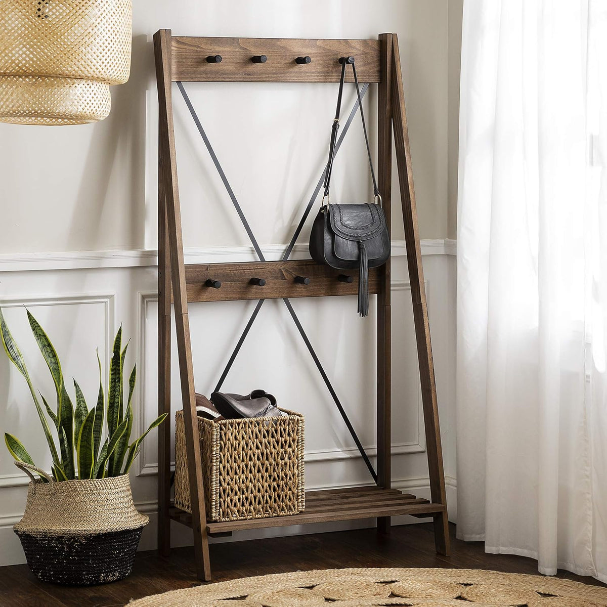 Brown 4 Shelves Wood Bookcase J75788