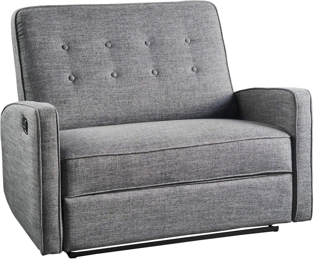 Grey Black Fabric Reclining Loveseat W4732