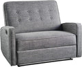 Grey Black Fabric Reclining Loveseat W4732