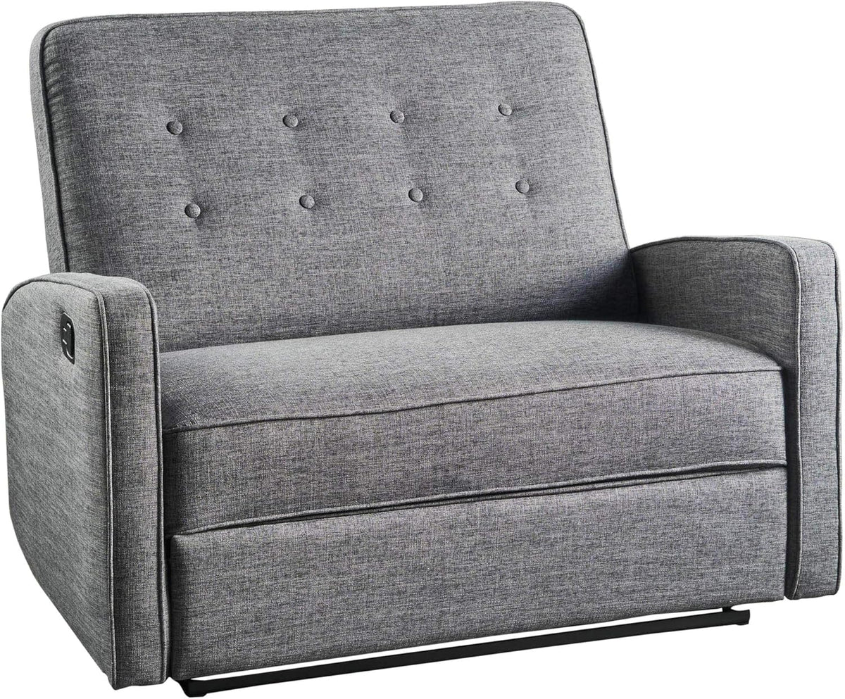 Grey Black Fabric Reclining Loveseat W4732