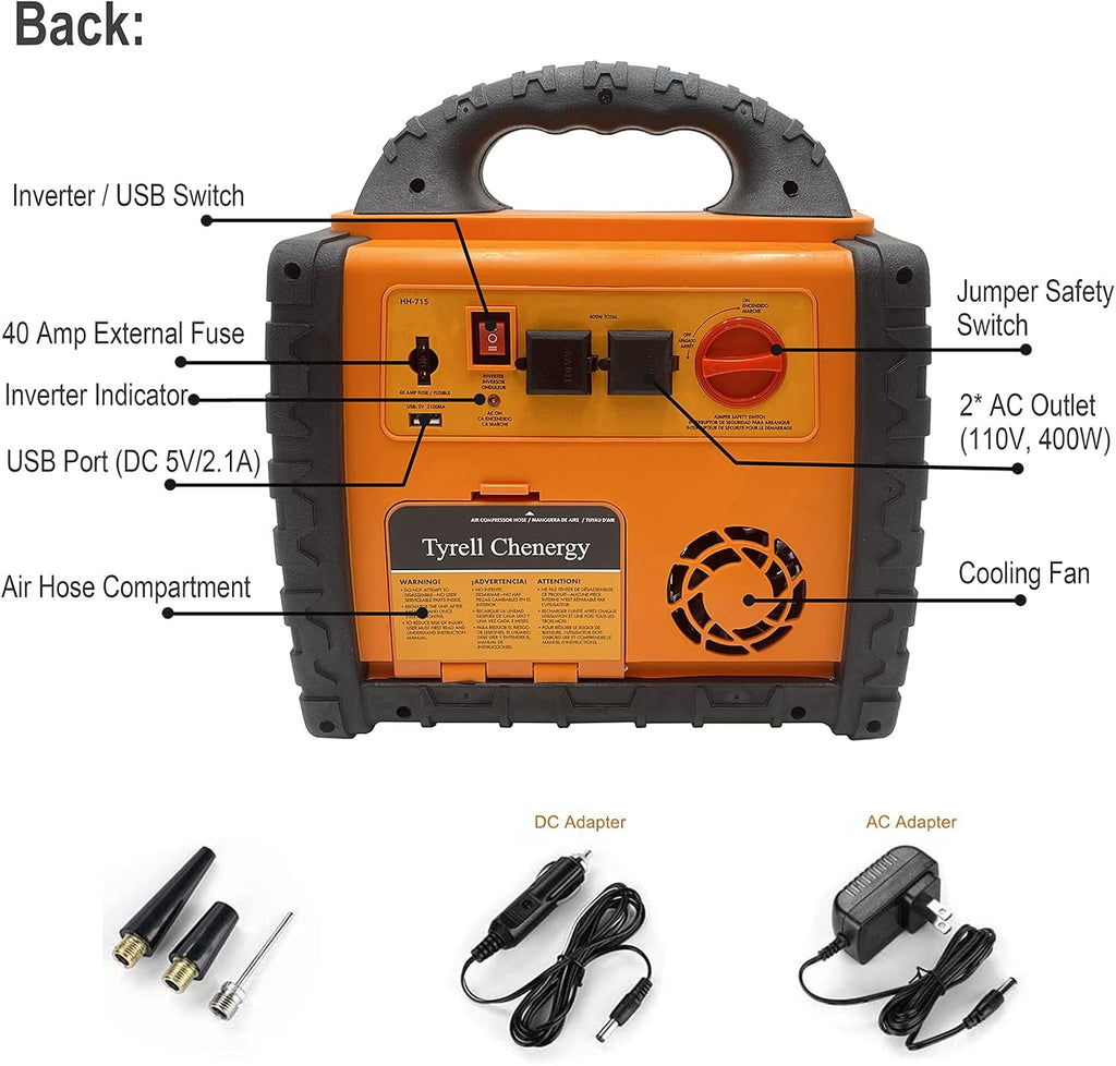 Portable Car Jump Starter 1400 Amp Power Station with AC Outlets 400W Q3441