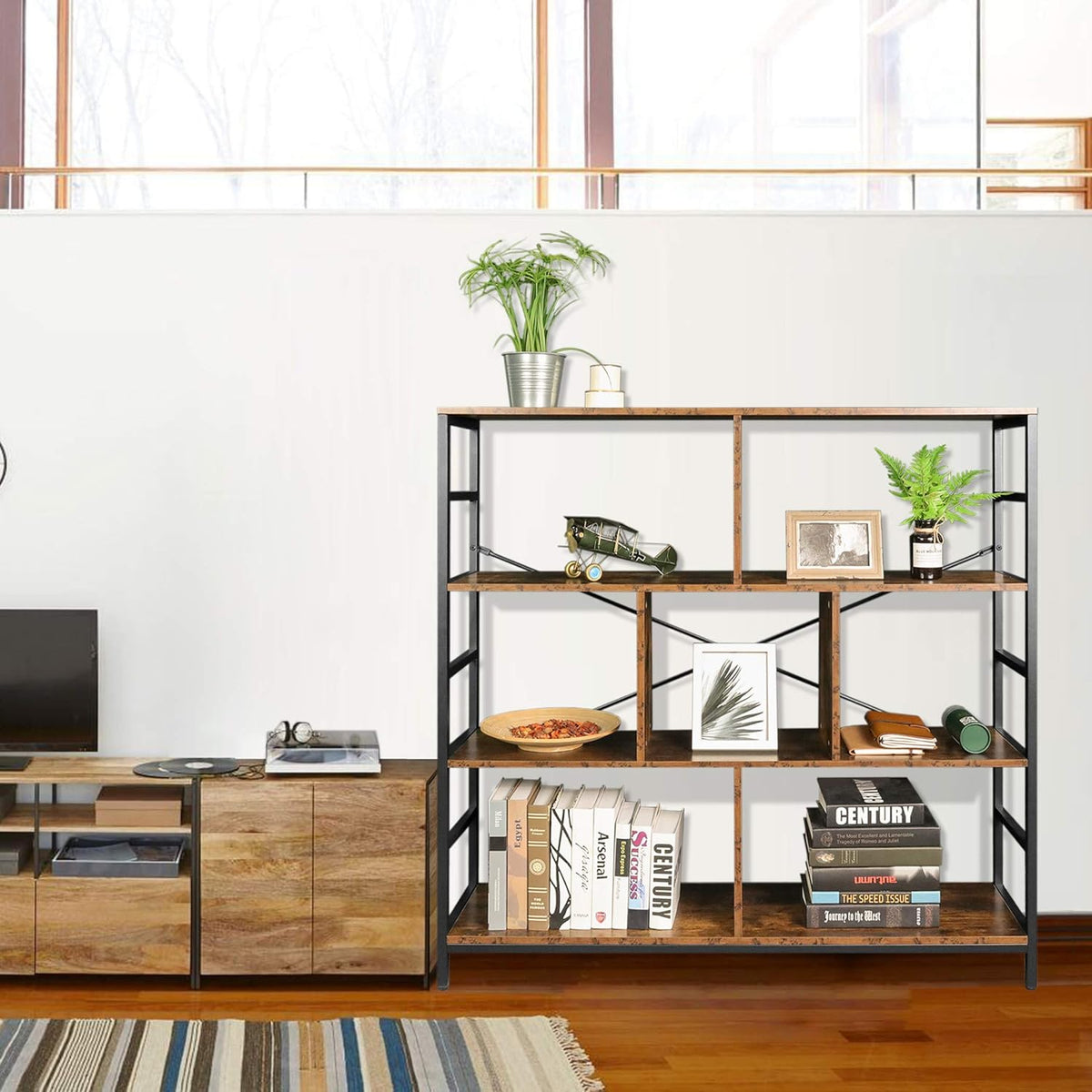3-Tier Square Bookcase with 7 Open Storage Shelves R471006