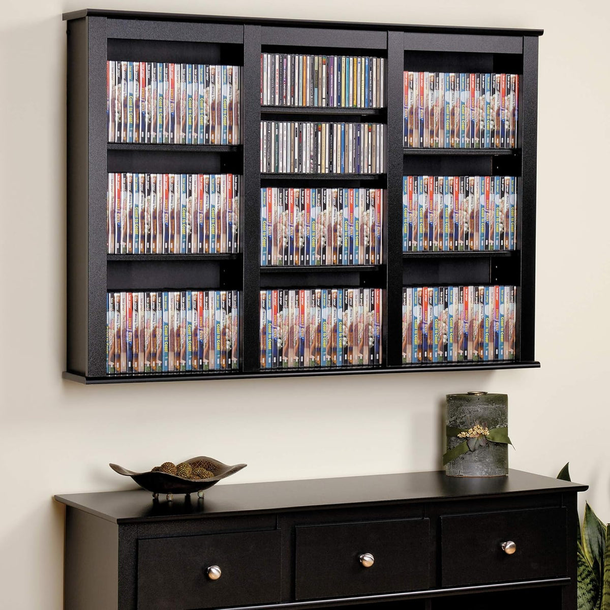 Black Wall Media Storage Rack C932104