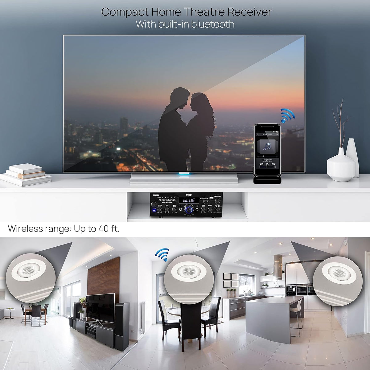 200 Watt Multi-Channel Wireless Bluetooth Home Stereo Amplifier T213
