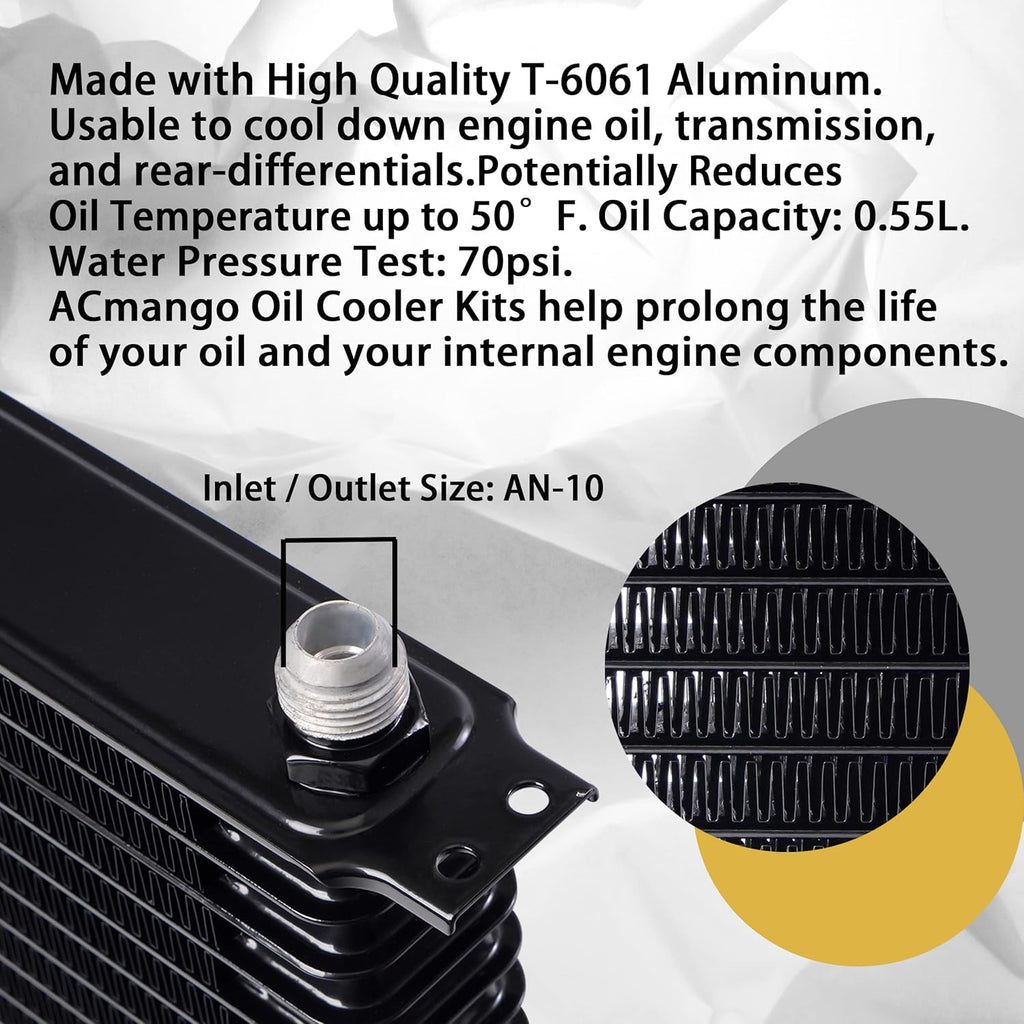 10 Row AN10 Stacked Plate Aluminum Oil Cooler Pack of 2 D63237