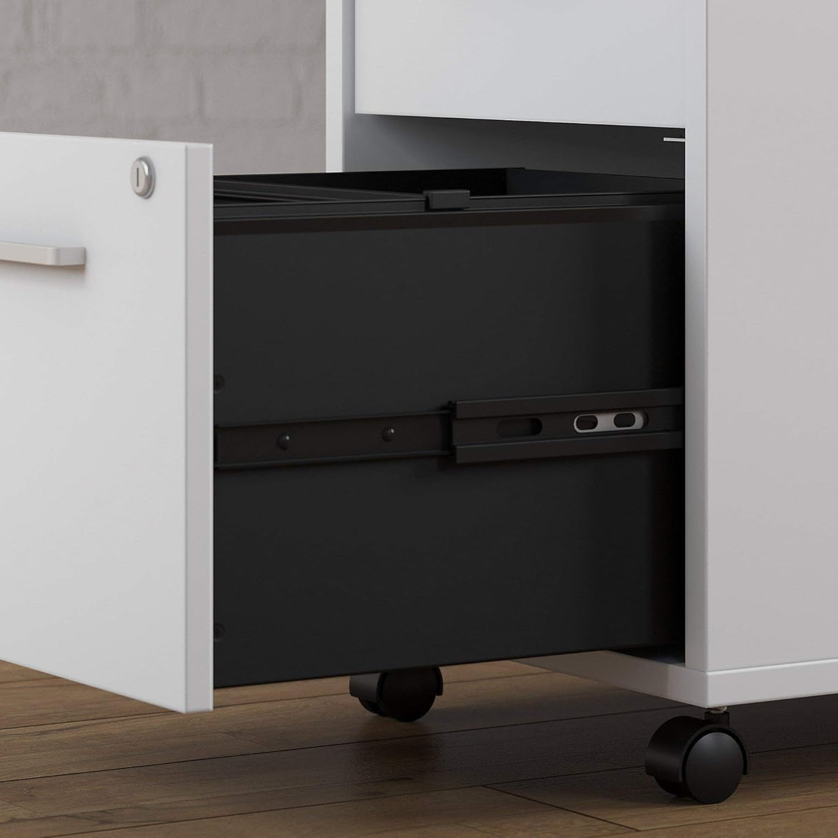White 3 Drawer Mobile File Cabinet V929607
