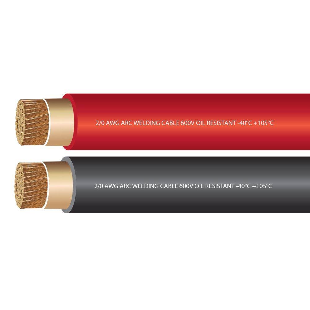 2/0 Gauge Welding Cable 600 Volt Black Red 25 Feet E85304
