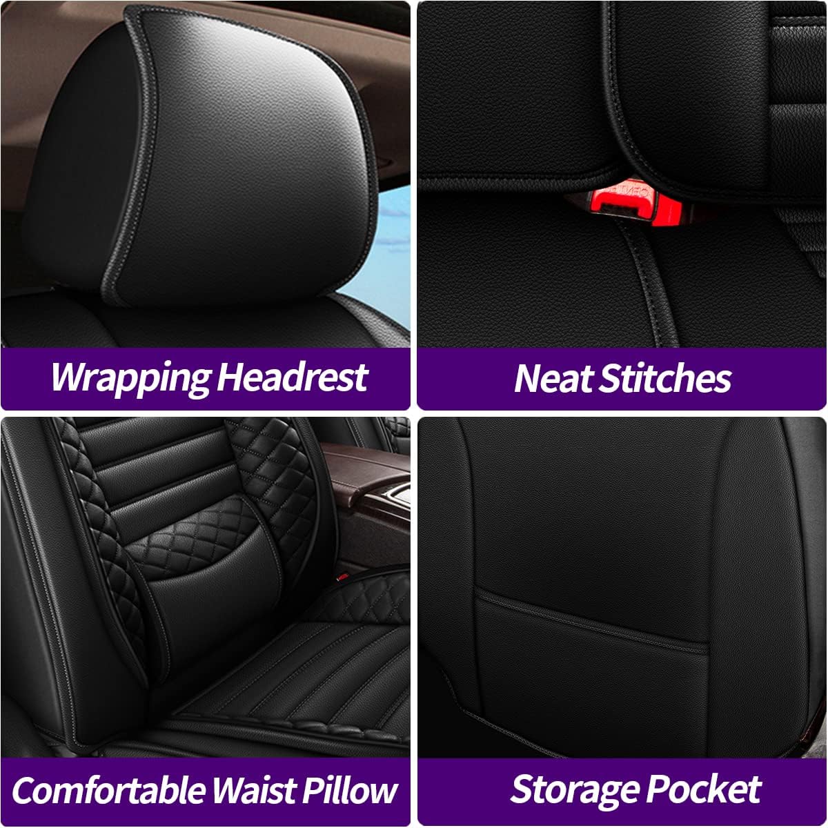 Custom Fit Waterproof Faux Leather Car Seat Covers C55955