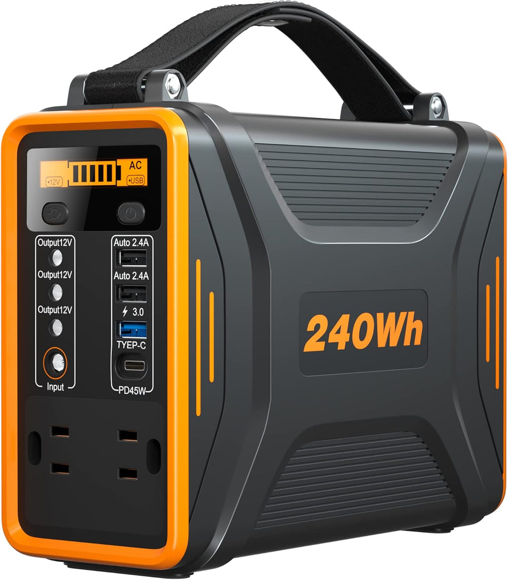 Portable Power Station, 240Wh LiFePO4 Battery, 200W Pure Sine Wave AC Outlet X64229