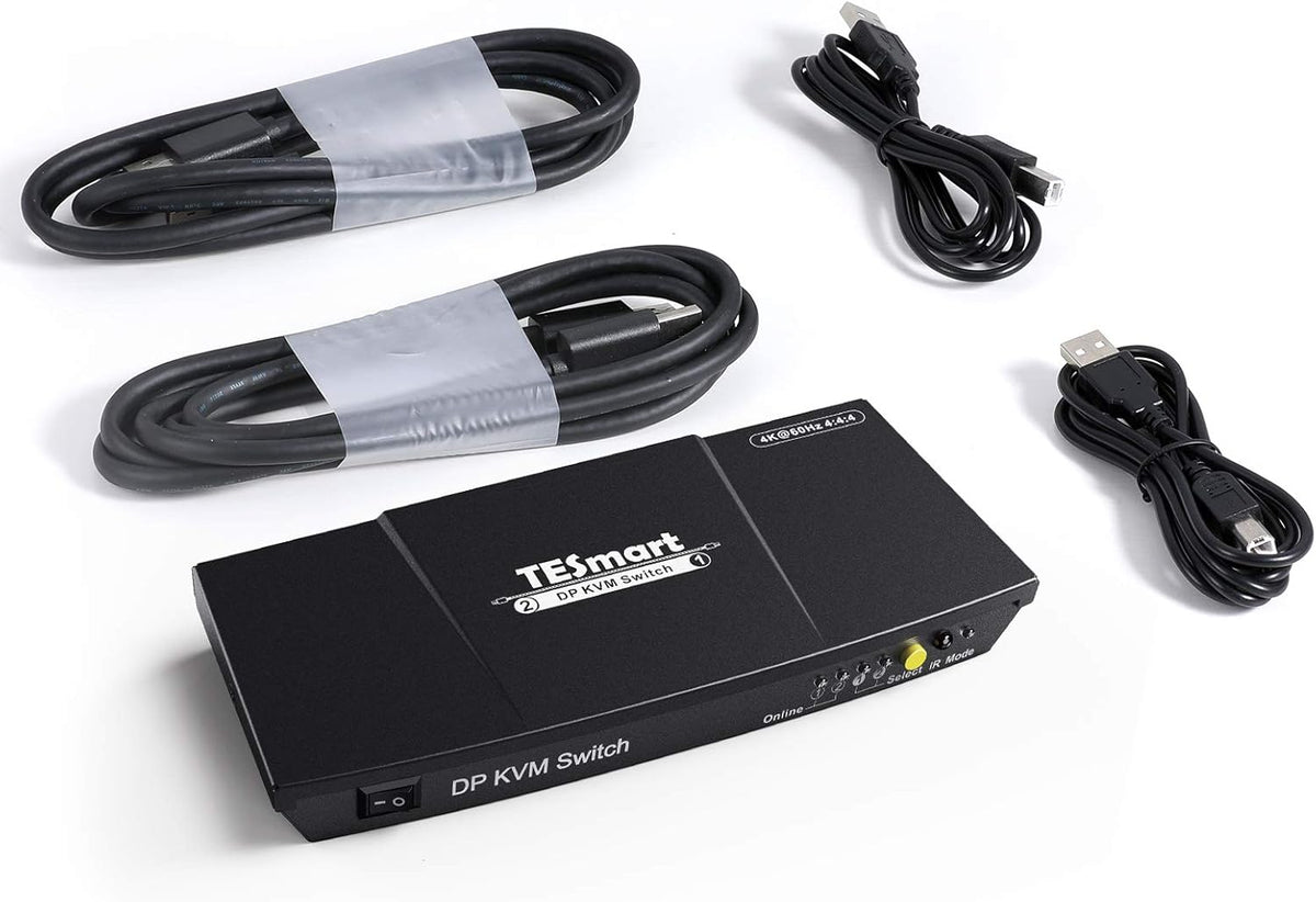 2 Port DisplayPort 4K 60Hz KVM Switcher with Cables Black G649826