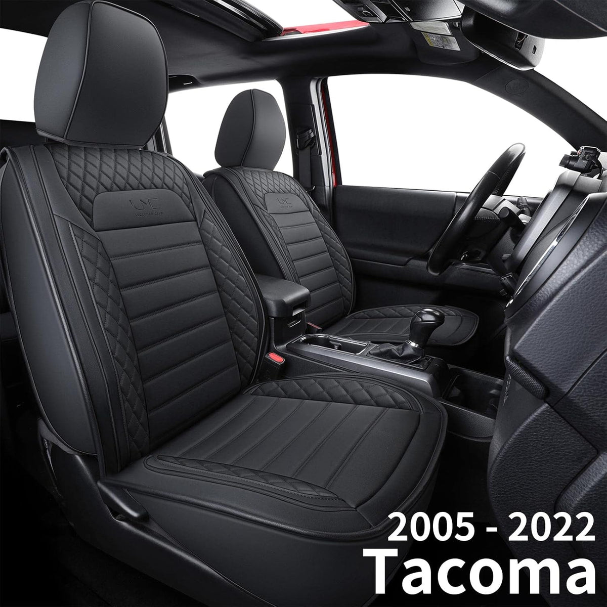 Tacoma Seat Covers Water Proof Faux Leather Full Set Brown White Q62938