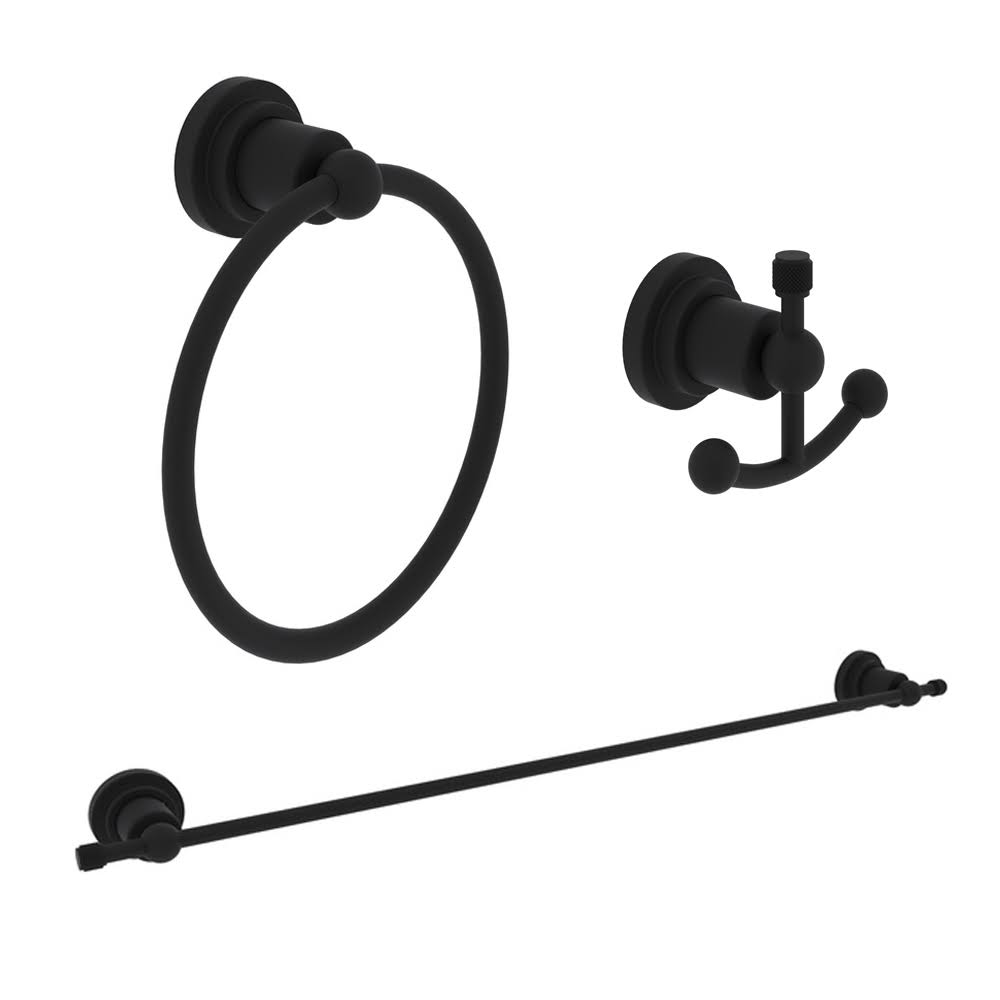 3 Piece Matte Black Bathroom Hardware Set M5163