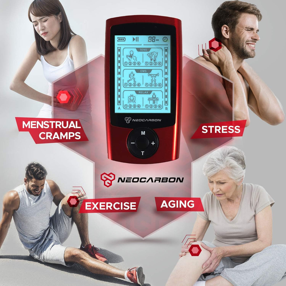 TENS EMS Muscle Stimulator with 16 Electrode Pads G884508