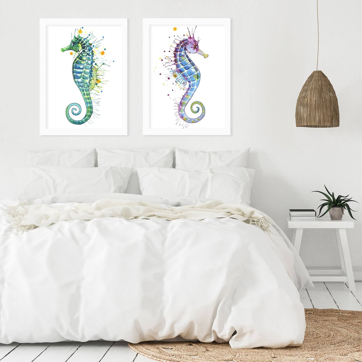 White Framed 2 Piece Print Set T8318
