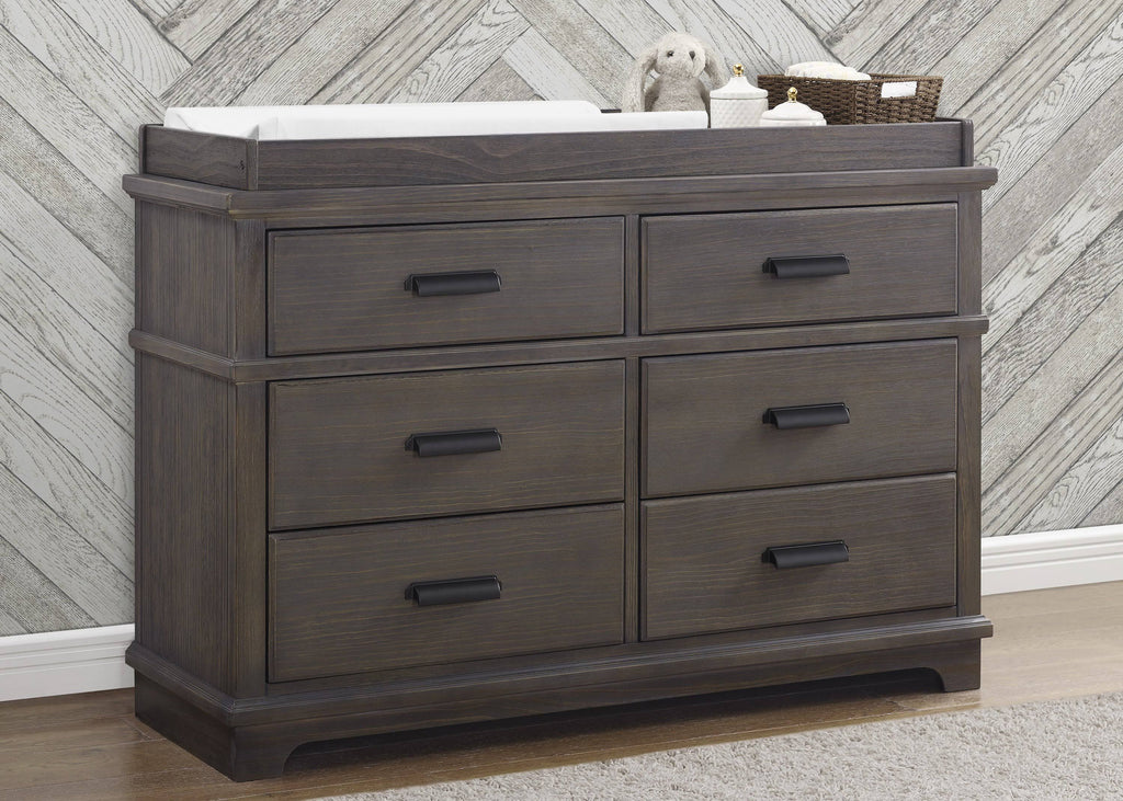 6 Drawer Dresser with Changing Top Rustic Grey D484349