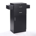 Black Locking Salon Storage Cabinet with Hair Dryer Holder Drawer U557538