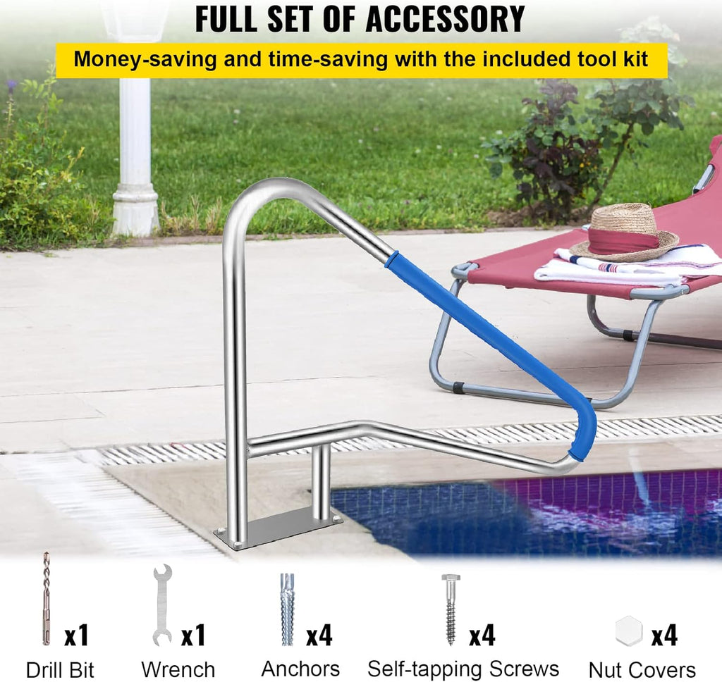 55x32 Stainless Steel Pool Handrail with Grip Cover C93014