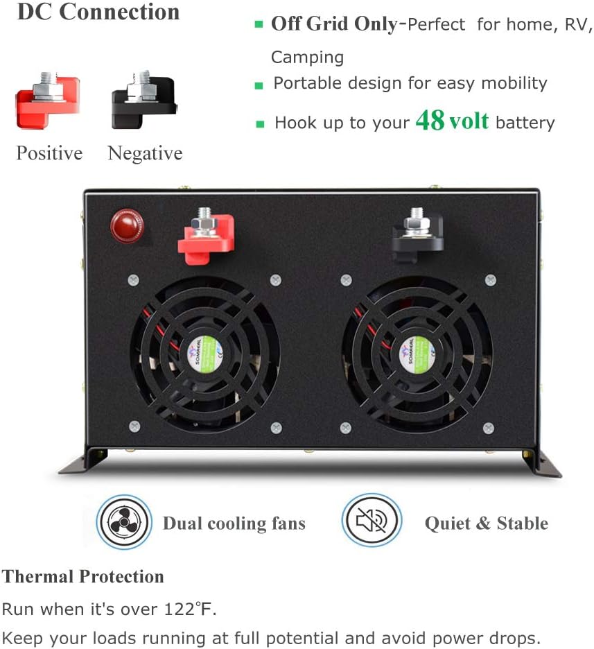 8000 Watt Pure Sine Wave Inverter 48V DC to 120V AC W2526