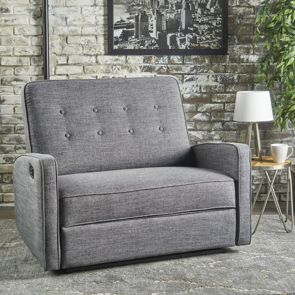Grey Black Fabric Reclining Loveseat W4732