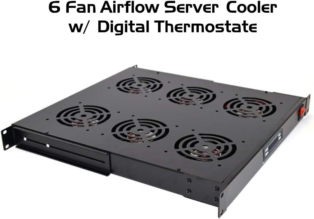 6 Cooling Fans for 19'' Server Cabinet/Rack with Thermostat Gauge B52693