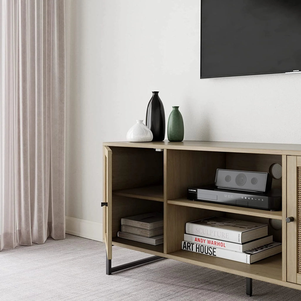 Oak TV Stand with Doors V48932