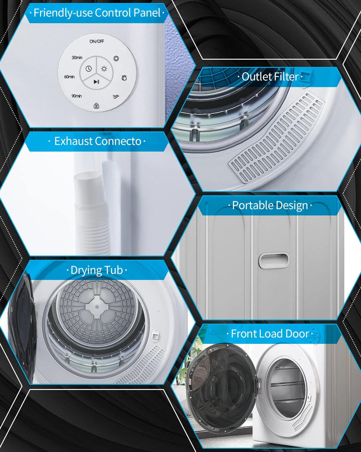 13 lbs Front Load Portable Electric Dryer with Stainless Steel Tub G142437