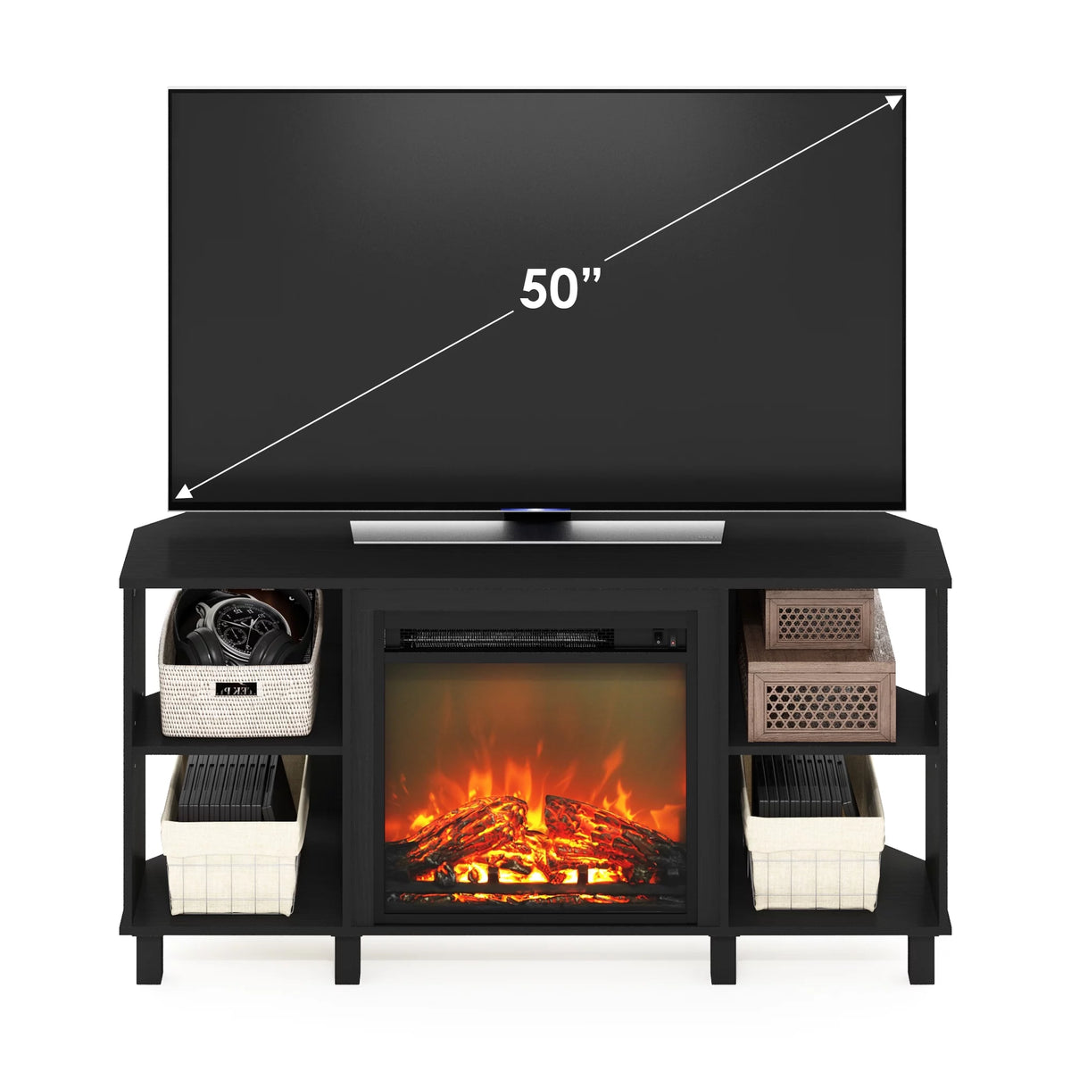 Corner Fireplace TV Stand with Metal Leg for TV up to 55 Inches K198
