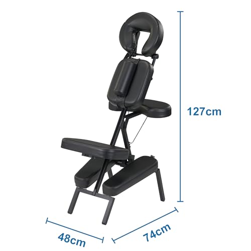 Portable Lightweight Aluminum Folding Massage Chair with Wheels Bag J621968