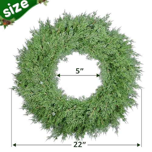 22 Inch Artificial Cedar Wreath J831
