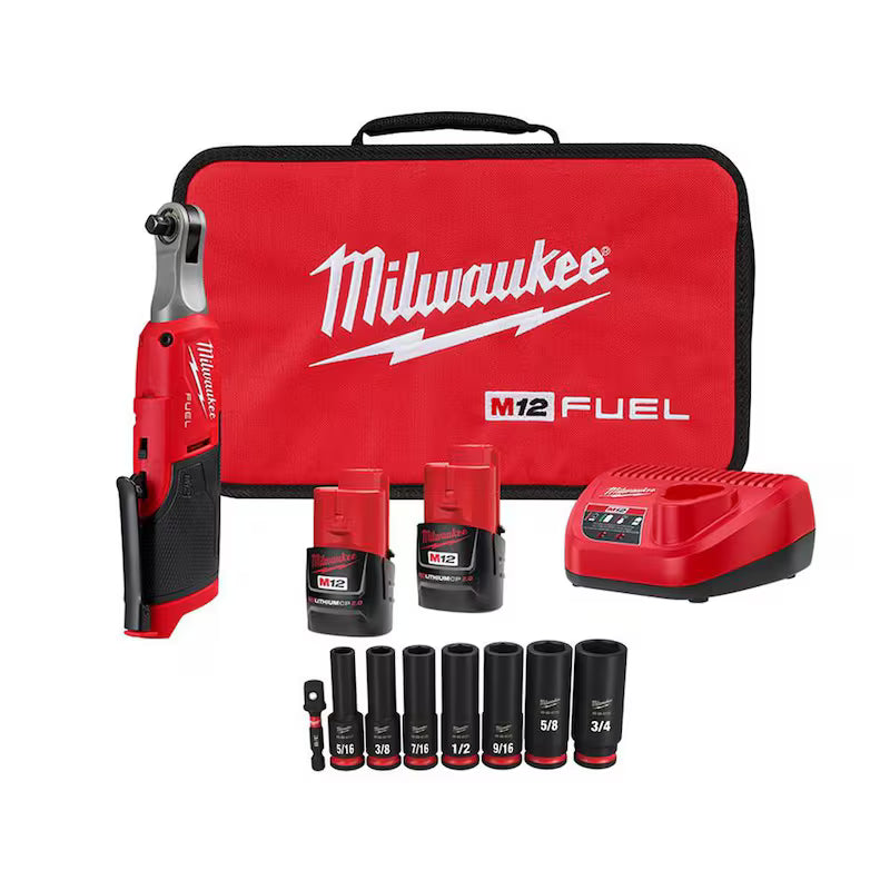12V Cordless 3/8 in. Ratchet Kit with 3/8 in. SAE Socket Set Y24544