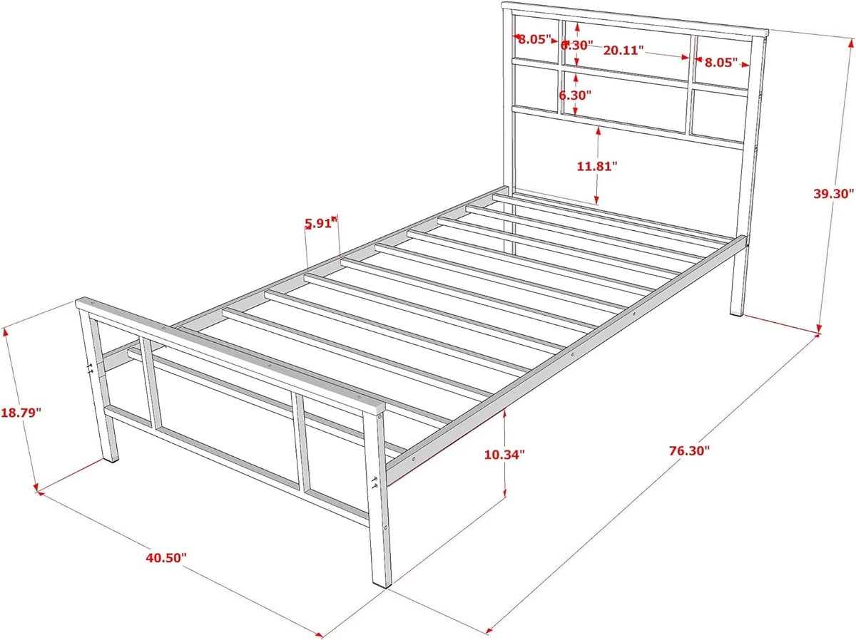Modern Bed Frame with 4 Metal Legs L373