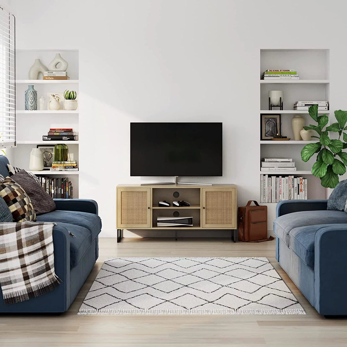Oak TV Stand with Doors V48932