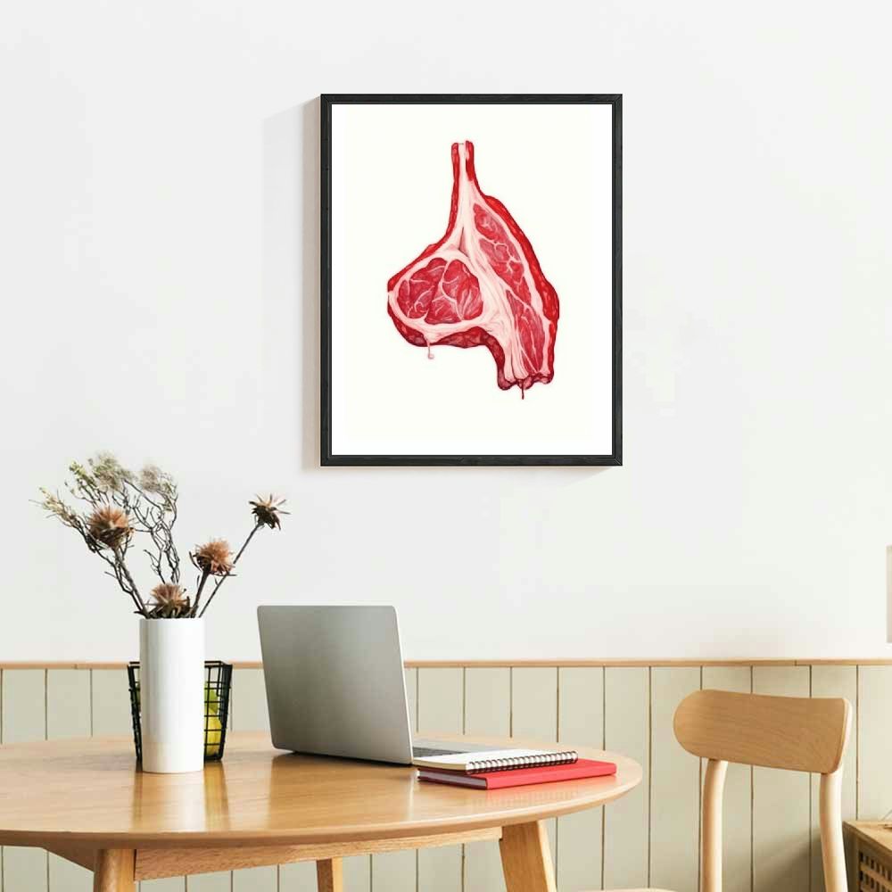 T-bone Steak Watercolor Art Print Wall Poster A704104