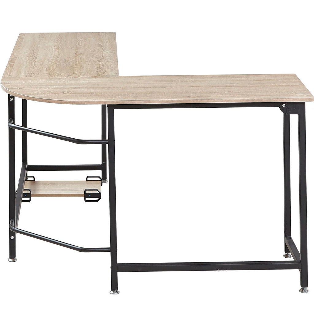 L-shaped Corner Computer Desk Workstation Wood and Metal Large Size B2355
