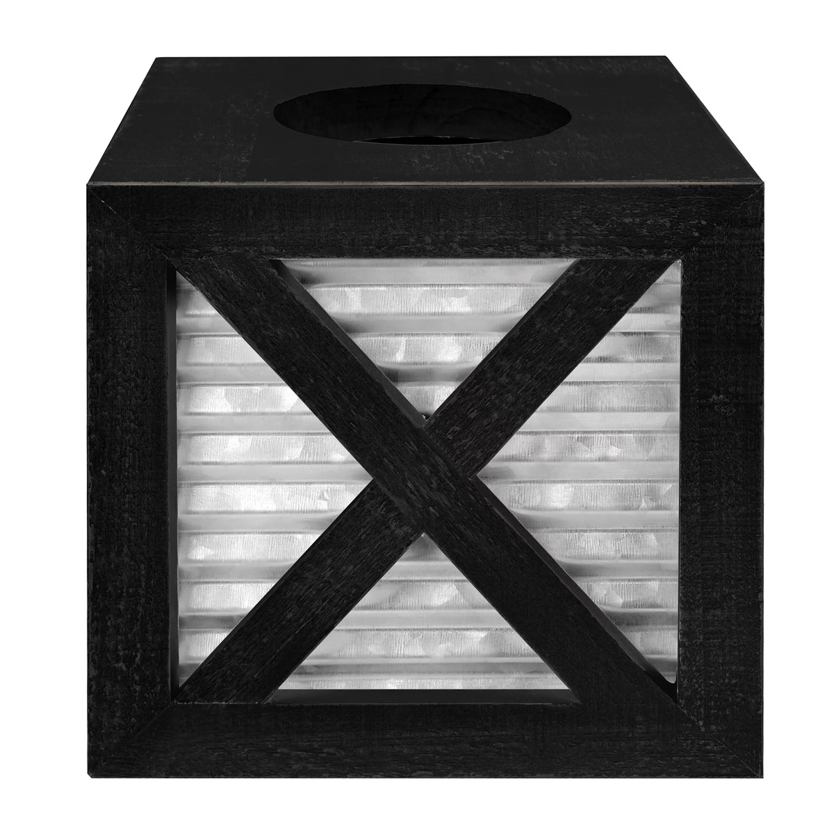 Black Galvanized Square Tissue Box Cover C9631