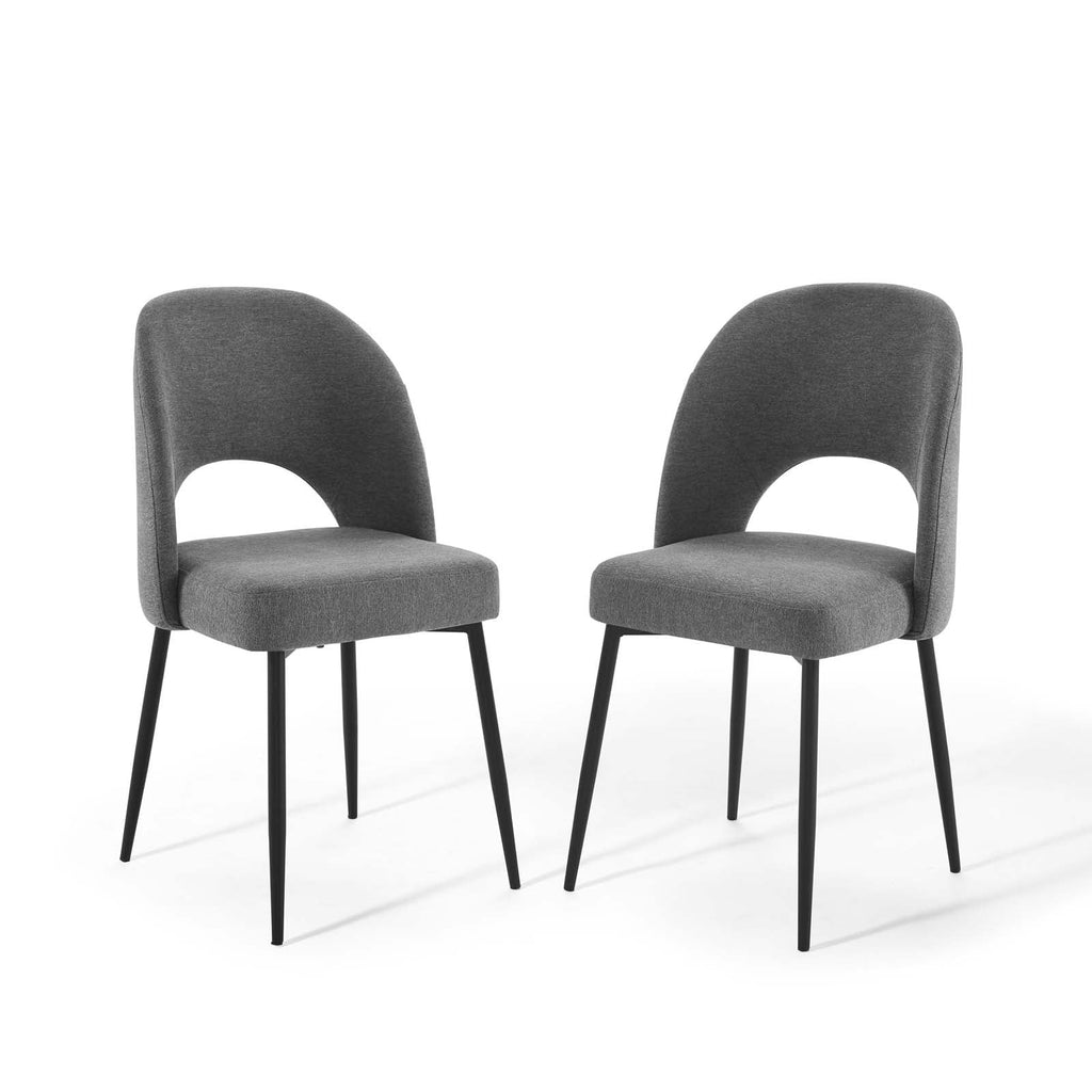 Black Charcoal Upholstered Fabric Dining Side Chair Set of 2 L89932