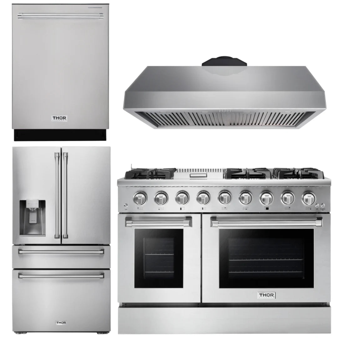 48 Propane Gas Range, Range Hood, Refrigerator, Dishwasher G197