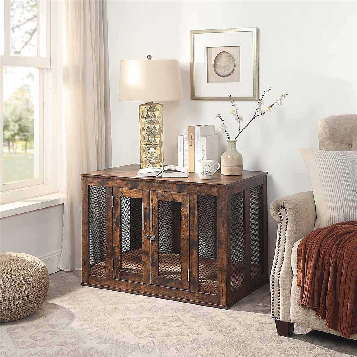 Furniture Style Dog Crate with Tray Y834971