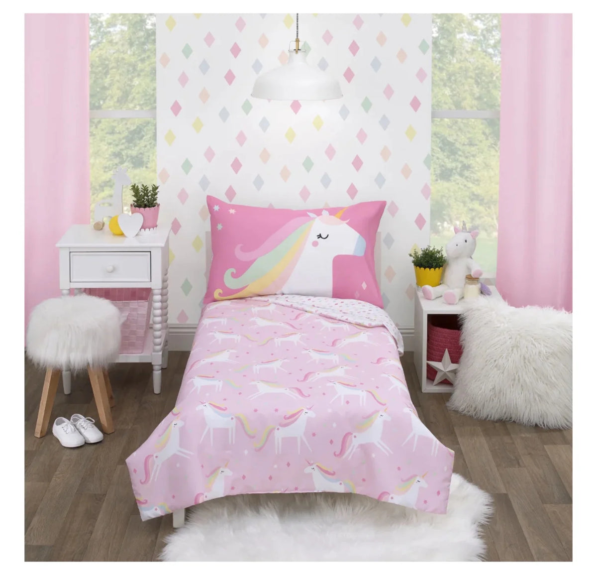 Pink 4-Piece Toddler Bedding Set N7664