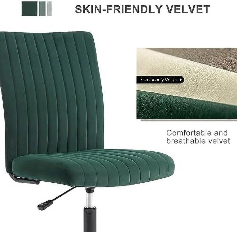 Velvet Armless Office Chair with Rolling Wheels U11705