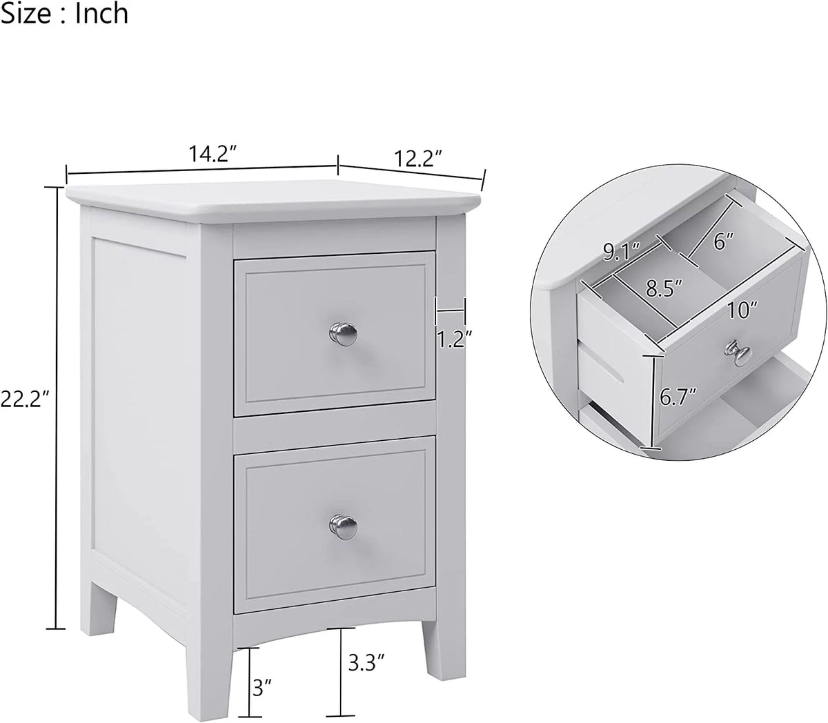 White 3 Piece Wood Bedroom Set with Full Size Bed Y942105