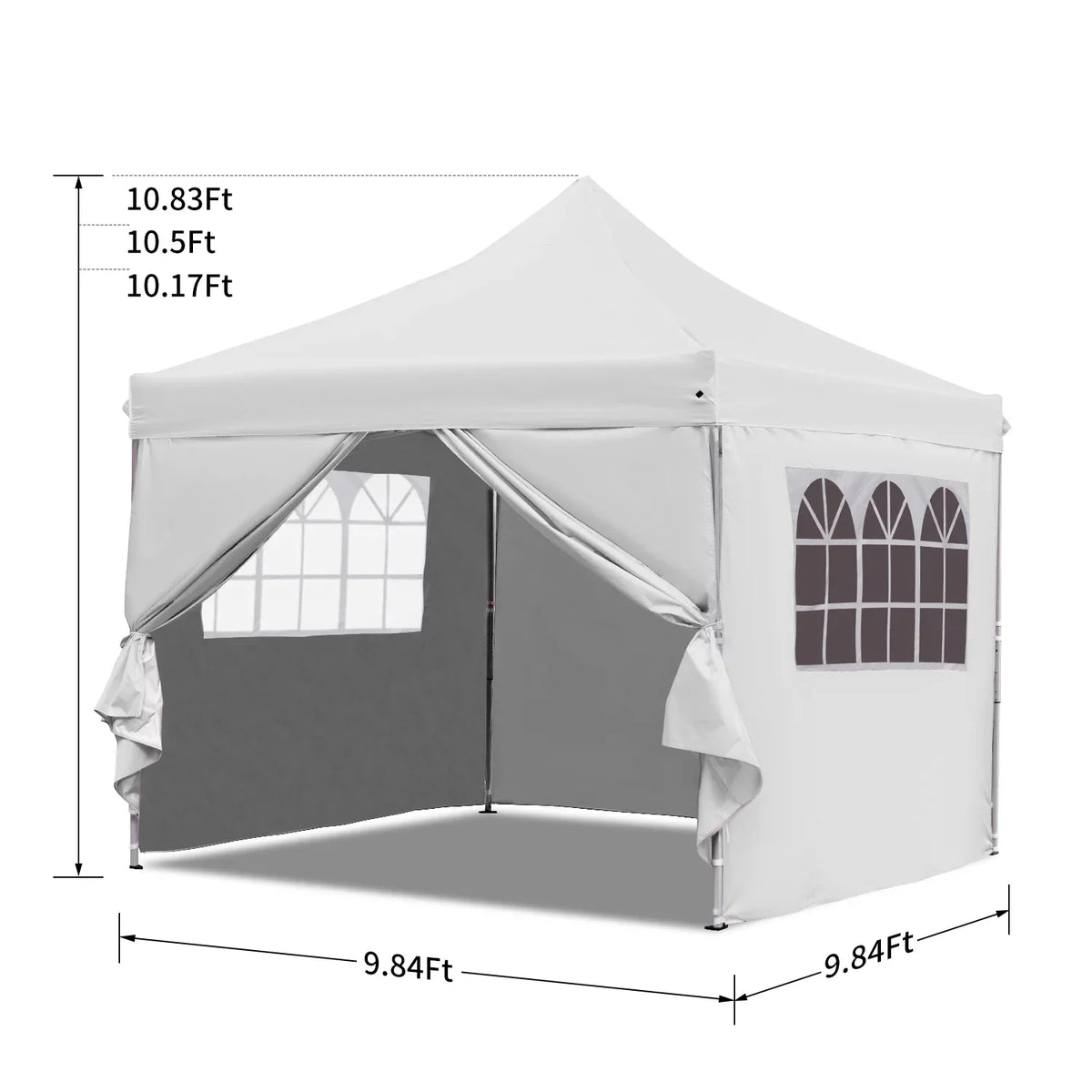 10' x 10' Pop up Canopy Tent with 4 Side Panels, White K472