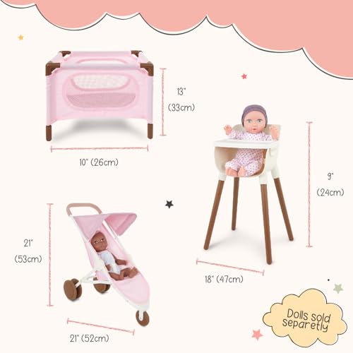 14-Inch Baby Doll Nursery Playset with High Chair, Playpen & Jogger Stroller D4828