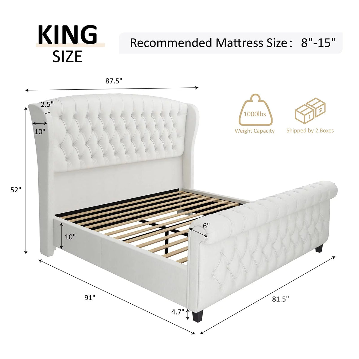 Queen Size Velvet Upholstered Platform Bed Frame G8917