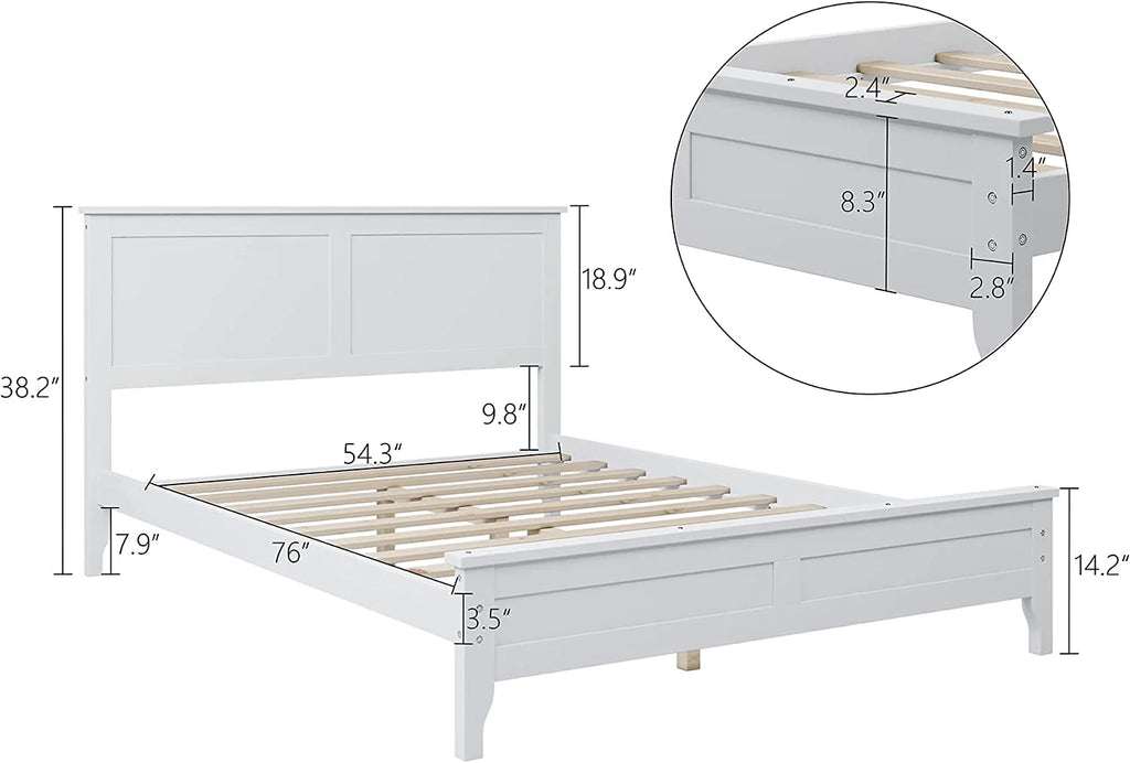 White 3 Piece Wood Bedroom Set with Full Size Bed Y942105