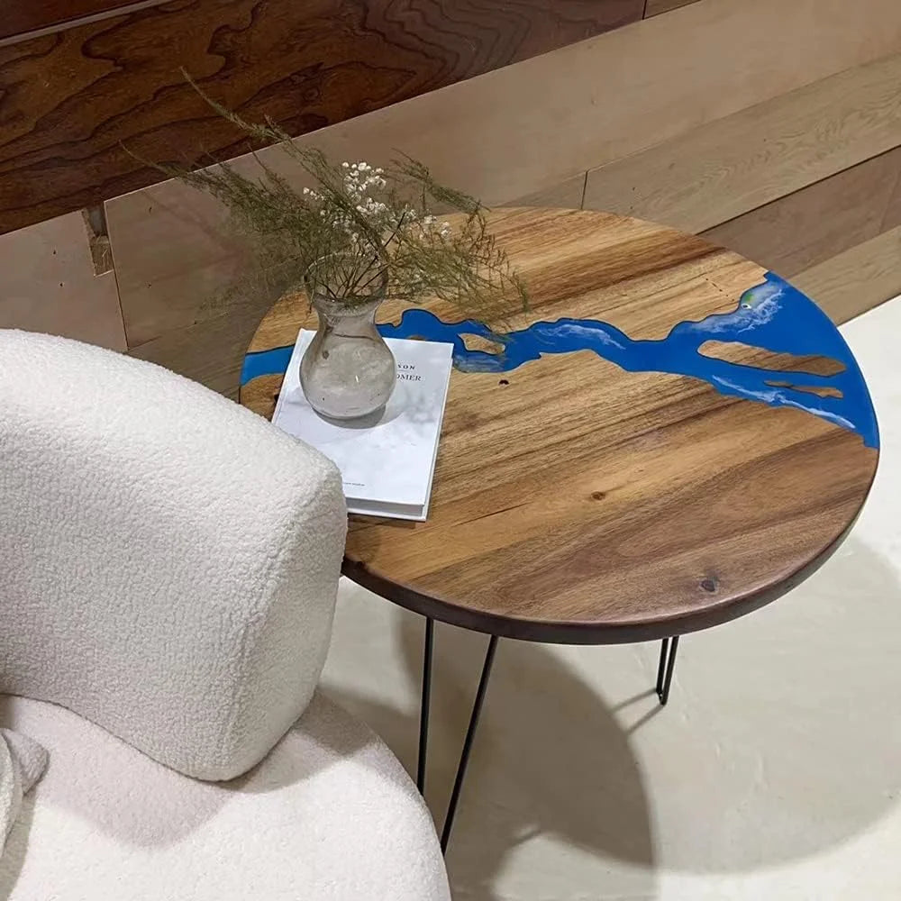 Round Teak Wood Resin Coffee Table G755